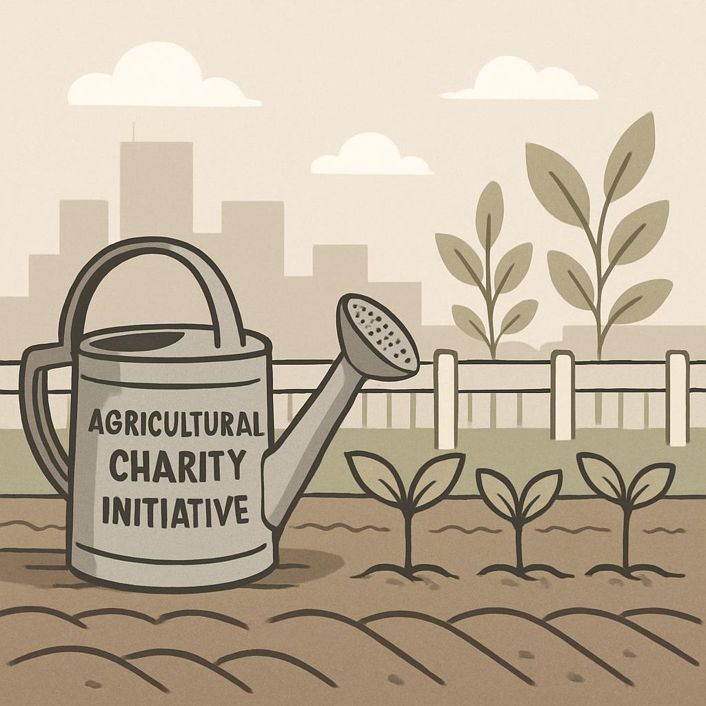 title Image of agricultural and charity related picture of a watering can.